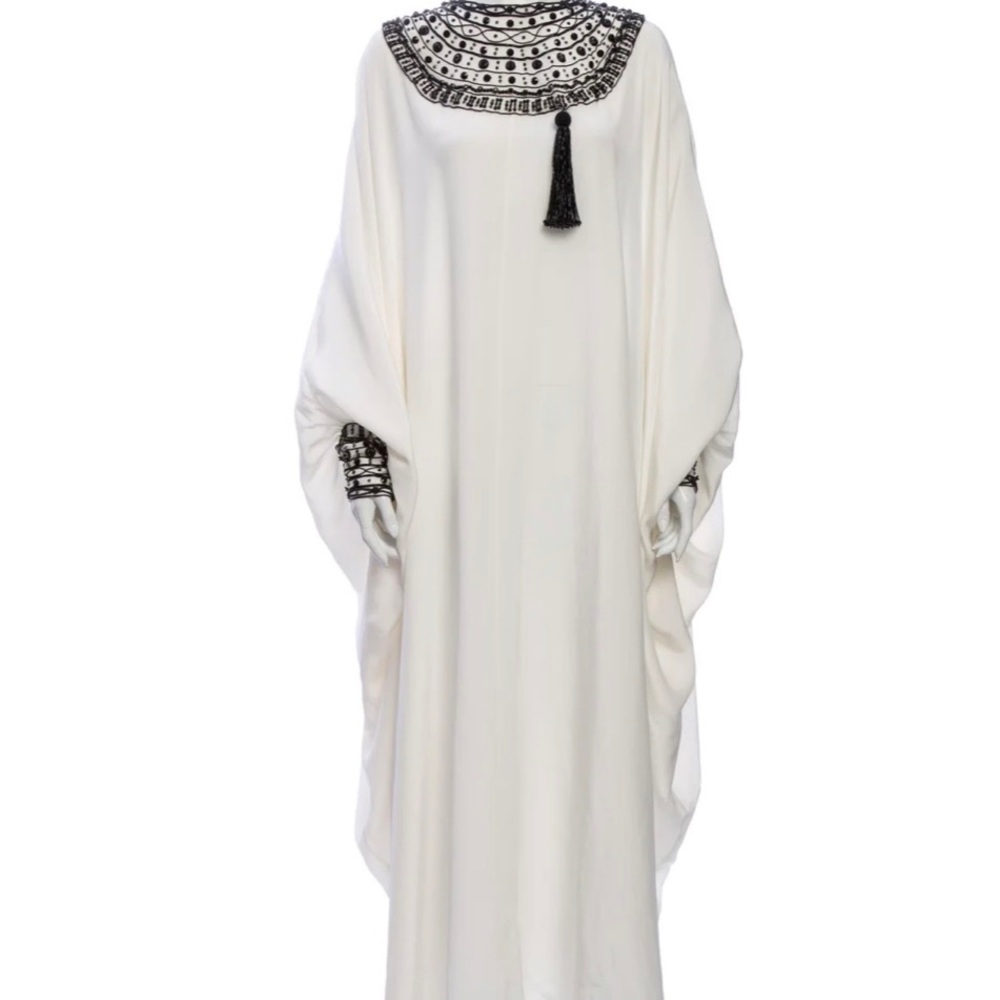 Julia Clancey white silk caftan dress